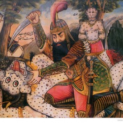 Rostam kills White Deev - نبرد رستم و دیو سفید