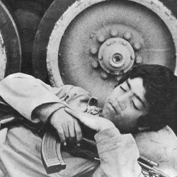 Siesta of a volunteer child soldier