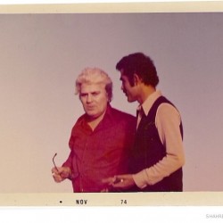 Ahmad Shamloo and A. Pashaii, Zaghemarz beach, Caspian Sea. October 26, 1973.